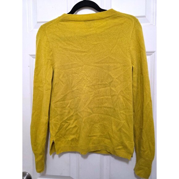 J. Crew Yellow 100% Cashmere Crewneck Sweater Women's Small Long Sleeve Soft Pul - Picture 2 of 9